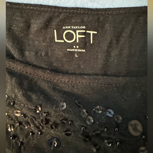 Black Loft cotton top with Sequins Size L - Picture 3 of 3